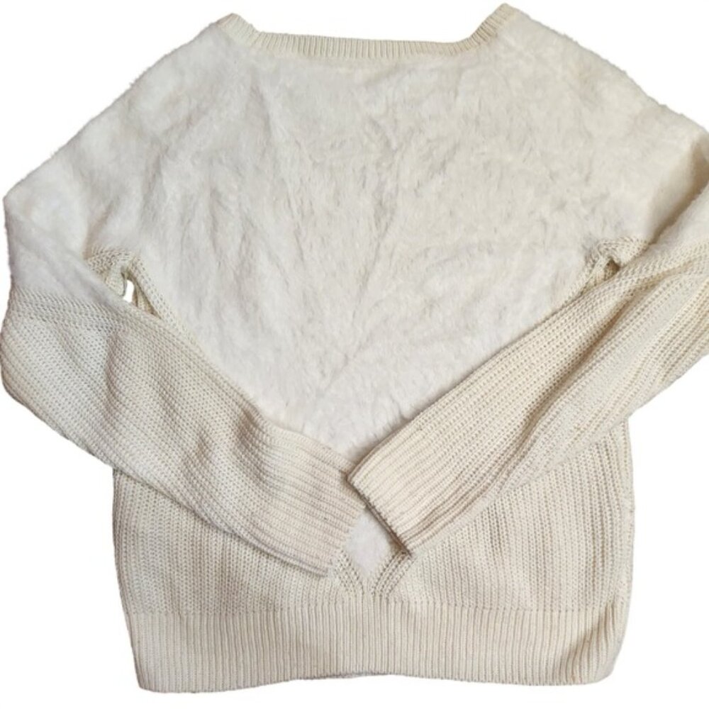 NOISY MAY Cream Fuzzy Textured Knit Sweater Long Sleeve Top Womens Size small - Picture 4 of 6